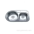 Durable Stainless Steel Pressed Two Bowl Kitchen Sink